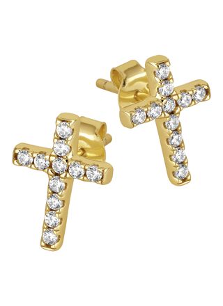 Lykken Crosses gold-plated cross stud earrings 10.8 mm