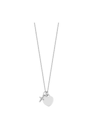 Lykken Crosses silver cross and heart pendant with chain 13 mm
