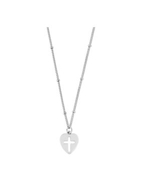 Lykken Crosses silver heart-cross pendant with chain 12 mm