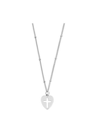 Lykken Crosses silver heart-cross pendant with chain 12 mm
