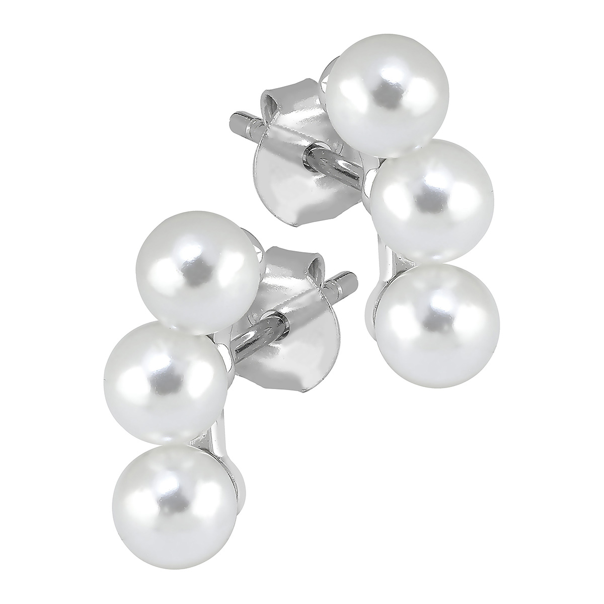 Lykka Casuals silver three-pearl stud earrings 12 mm