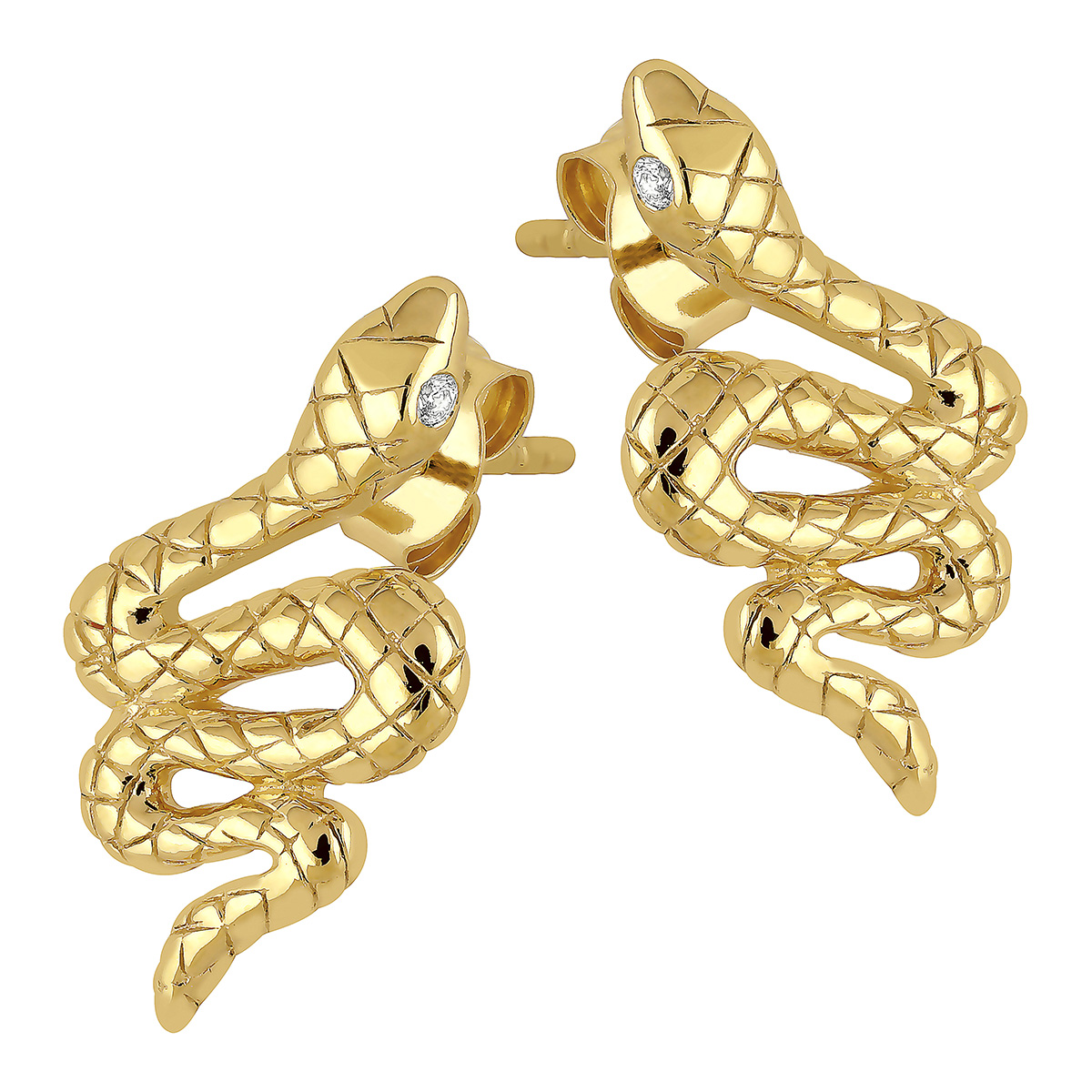 Lykken Symbols snake silver earrings