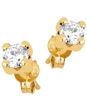 Lykken Casuals solitaire yellow gold 4-prong stud earrings 4 mm