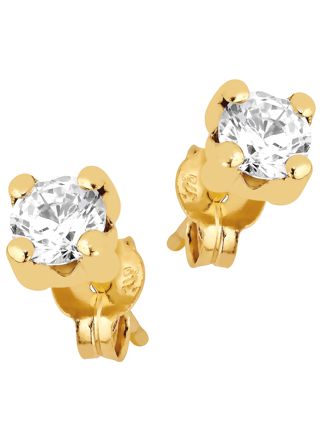 Lykka Casuals solitaire yellow gold 4-prong stud earrings 4 mm