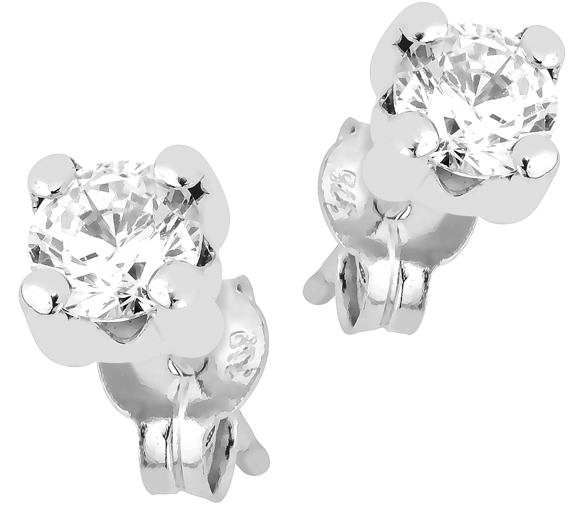 Lykka Casuals solitaire white gold 4-prong stud earrings 4 mm