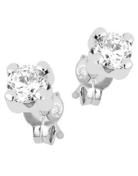 Lykken Casuals solitaire white gold 4-prong stud earrings 4 mm