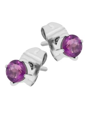 Lykka Strong amethyst steel stud earrings