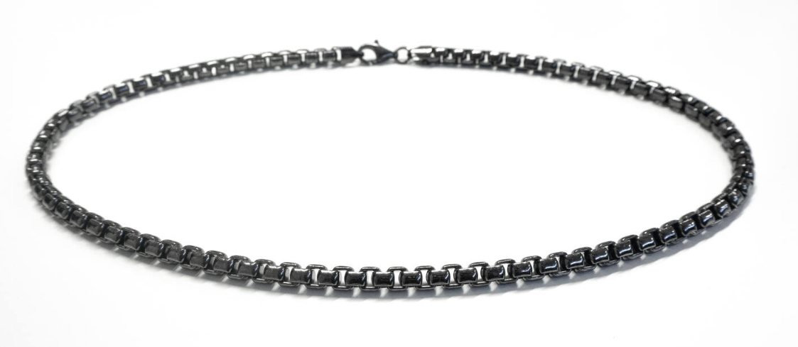 Lykka silver black rhodium box chain necklace 5,3 mm
