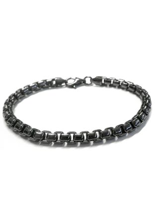 Lykka silver black rhodium box chain bracelet 5,3 mm