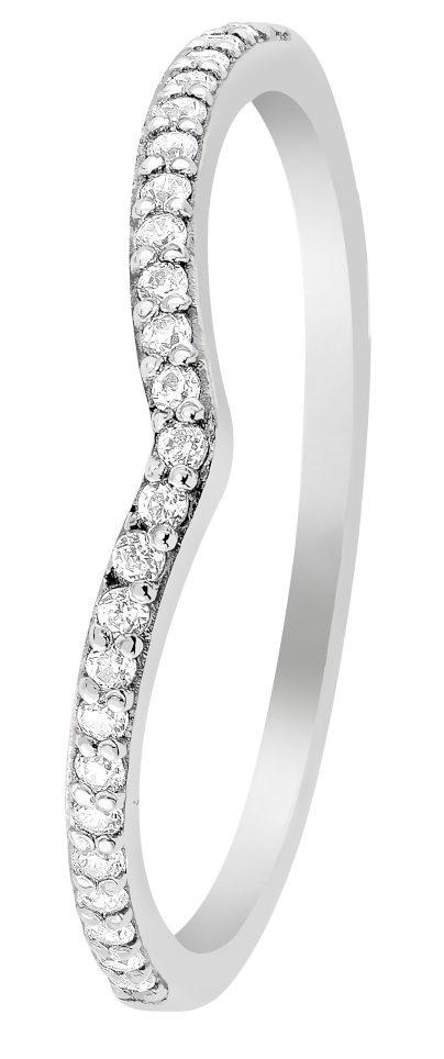 Lykka Casuals Chevron wisbone silver ring with zirconia