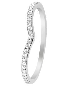 Lykken Casuals Chevron wisbone silver ring with zirconia
