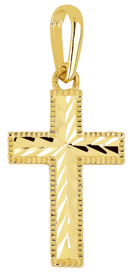 Lykka Crosses diamond-cut cross with edging yellow gold 15,42 mm