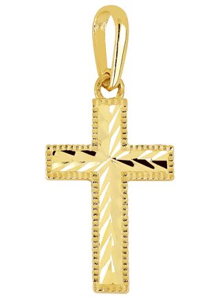 Lykka Crosses diamond-cut cross with edging yellow gold 15,42 mm