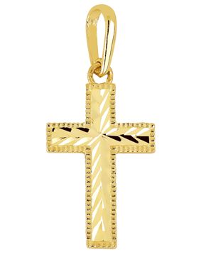 Lykken Crosses diamond-cut cross with edging yellow gold 15,42 mm