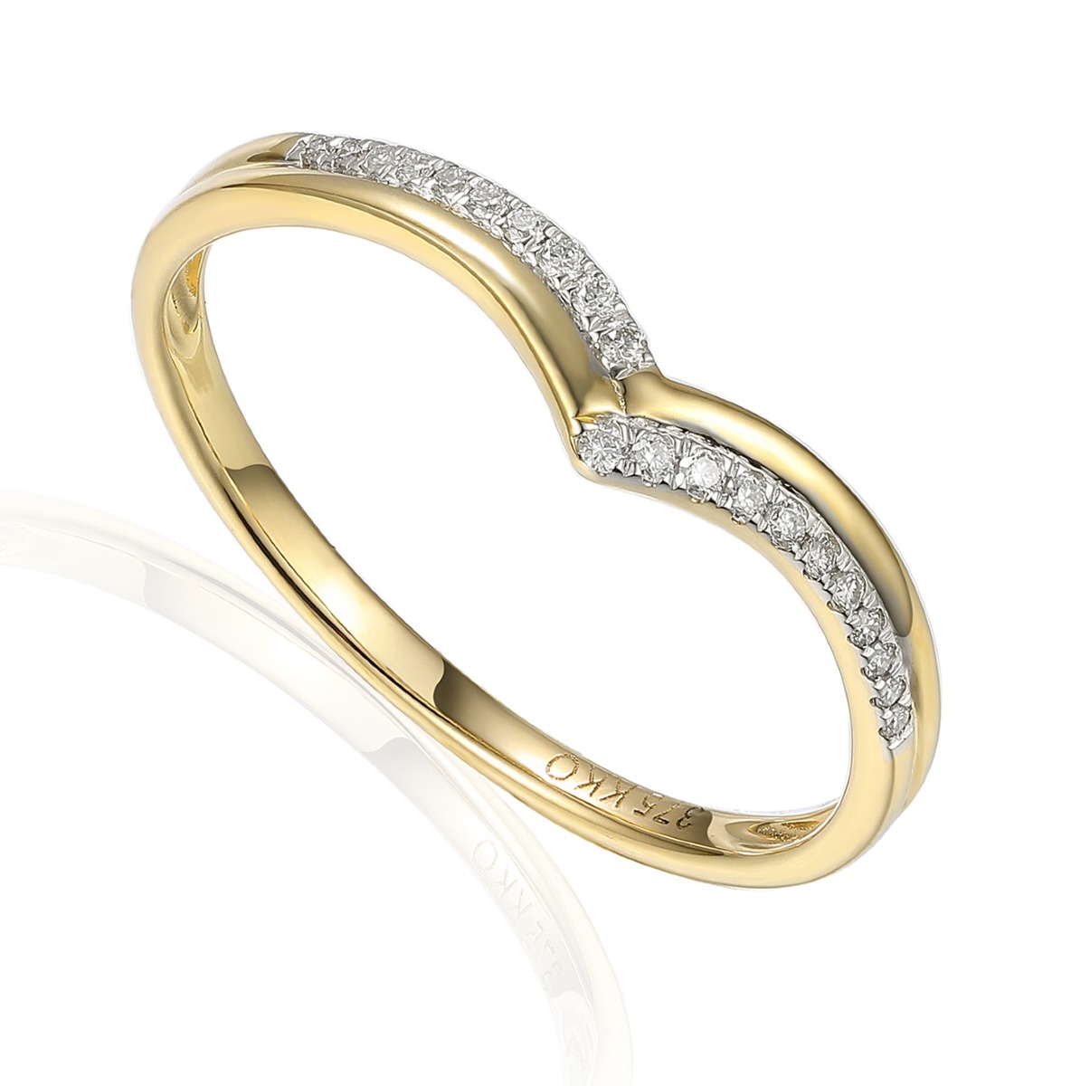 Lykka Elegance chevron diamond ring yellow gold 0,10 ct