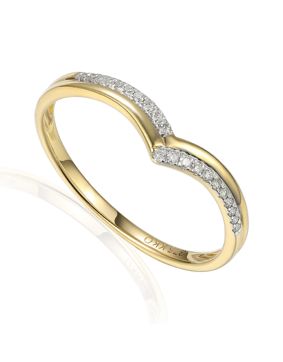 Lykken Elegance chevron diamond ring yellow gold 0,10 ct