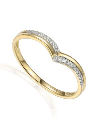 Lykka Elegance chevron diamond ring yellow gold 0,10 ct