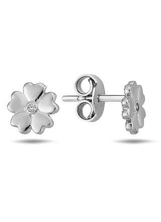 Lykka Symbols white gold flower earrings