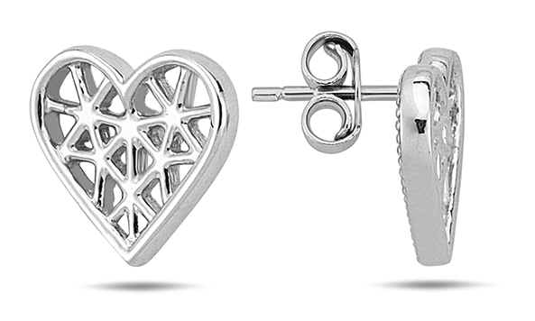 Lykka Hearts net silver earrings 