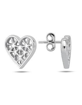 Lykken Hearts net white gold heart earrings