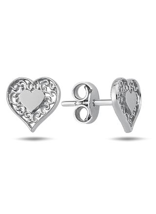 Lykka Hearts filigree silver earrings 