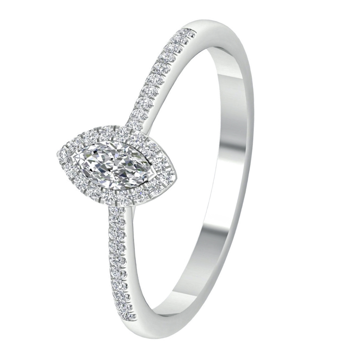 Lykka Elegance navette cathedral side-stone diamond ring 0,25 ct