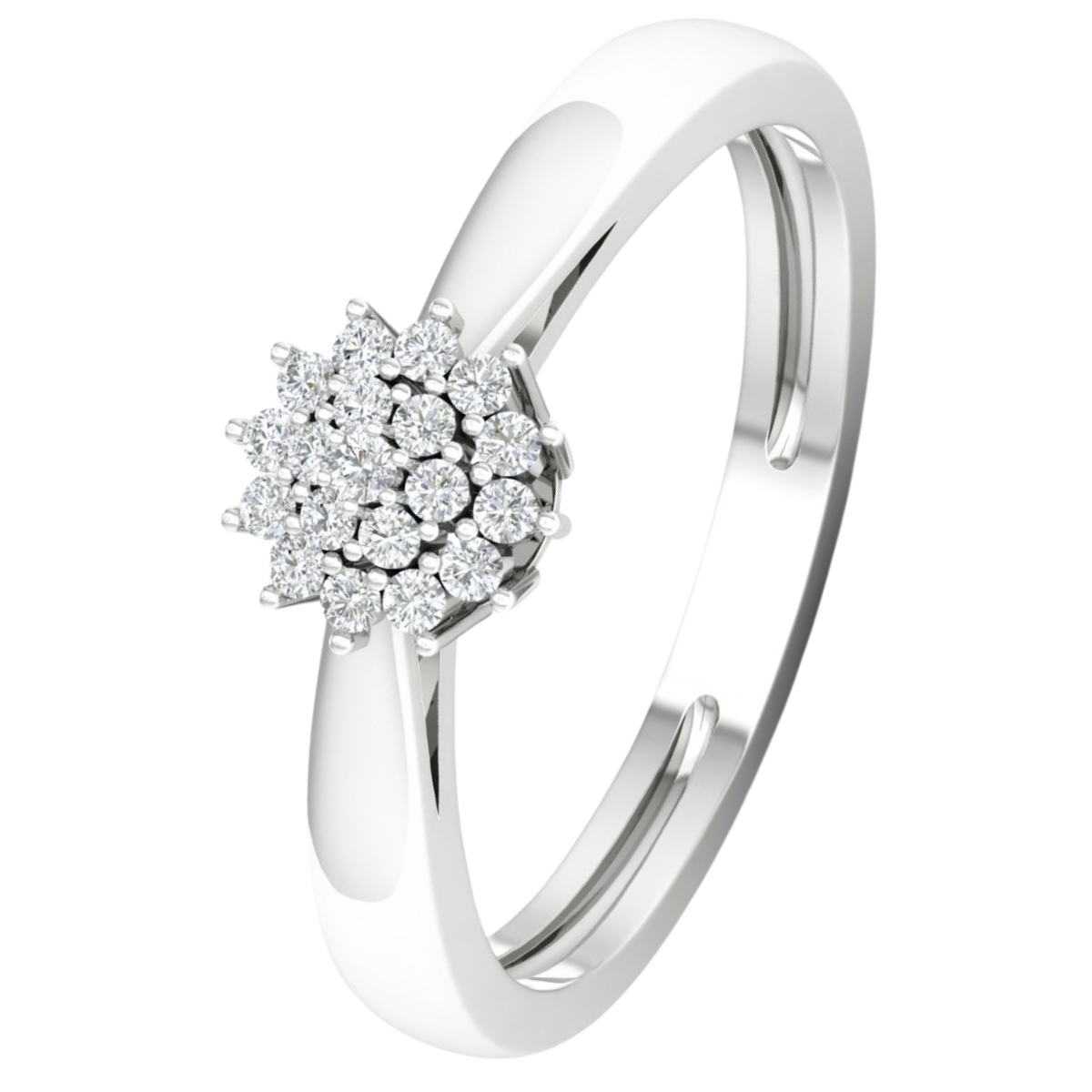 Lykka Elegance Flower cathedral white gold diamond ring 0,15 ct