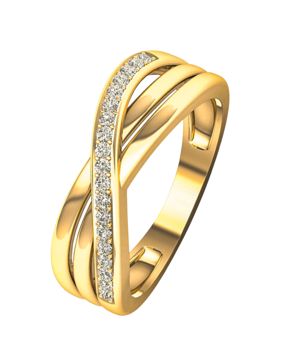 Lykken Elegance yellow gold crossover diamond ring 0,10 ct