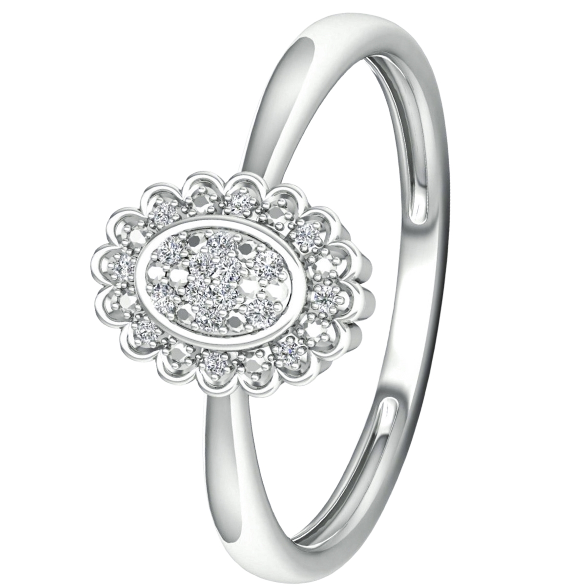 Lykka Elegance oval Flower halo diamond ring 0,05 ct
