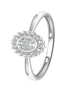 Lykka Elegance oval Flower halo diamond ring 0,05 ct