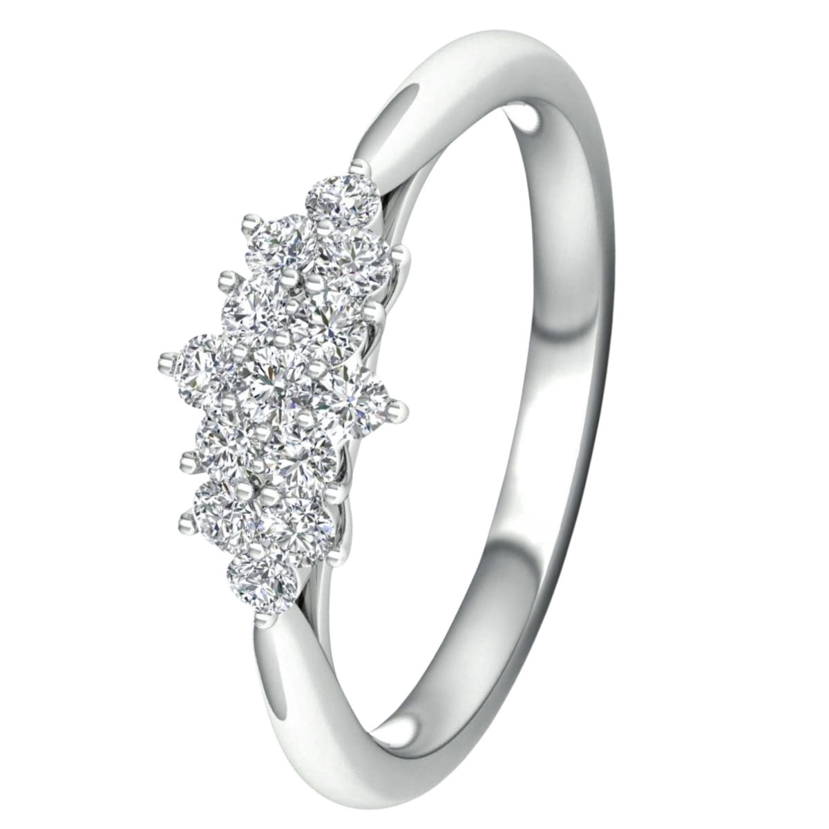 Lykka Elegance cluster diamond ring white gold 0,33 ct