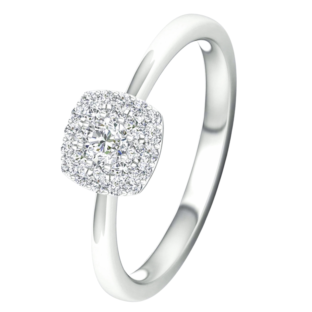 Lykka Elegance halo-diamond ring white gold 0,33 ct