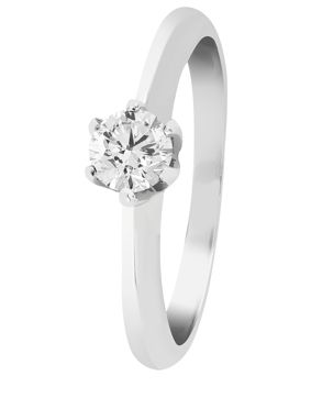 Lykka Casuals solitaire silver ring six-prong