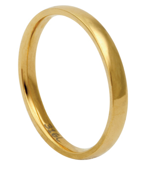 Lykka Strong gold colored plain d-shape steel ring 2,5 mm