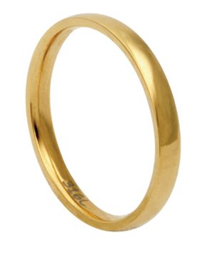 Lykka Strong gold colored plain d-shape steel ring 2,5 mm