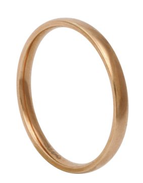 Lykken Trend rosegold colored plain d-shape steel ring 2,5 mm