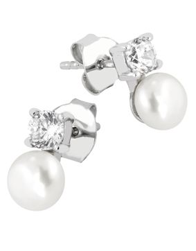 Lykken Pearls pearl silver earrings with zirconia