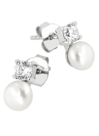 Lykka Pearls pearl silver earrings with zirconia