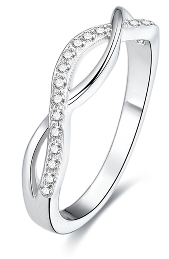 Lykka Casuals crossover wave silver ring