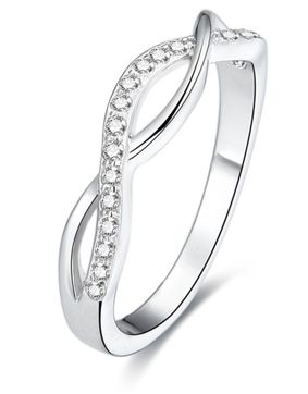 Lykka Casuals crossover wave silver ring