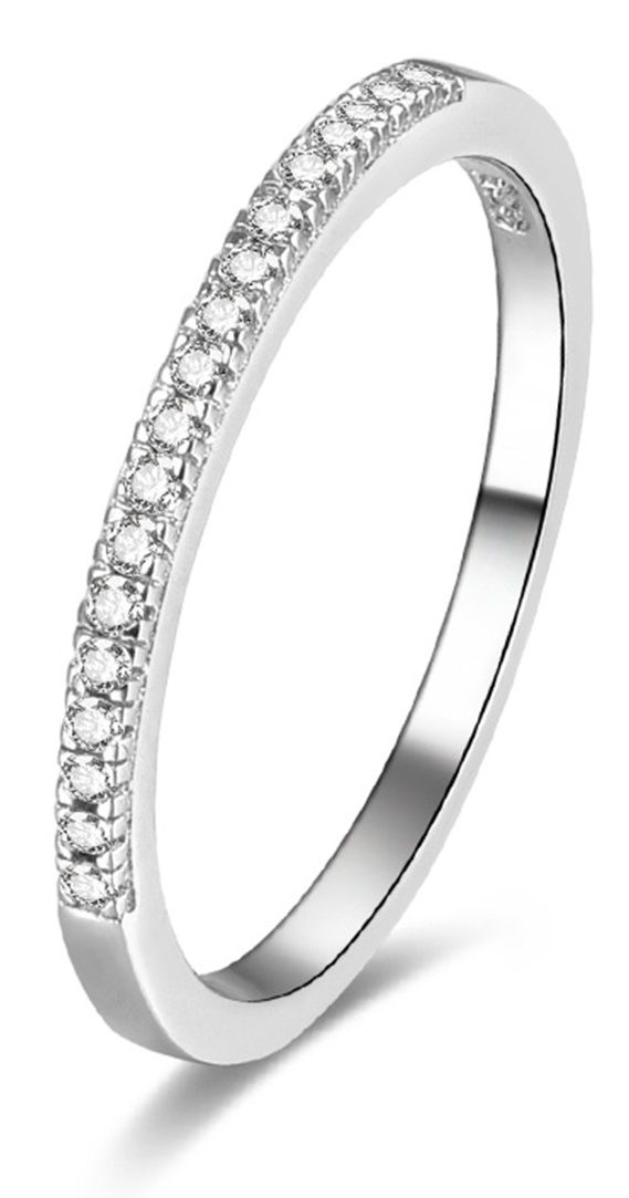 Lykka Casuals anniversary silver ring with channel set zirconia