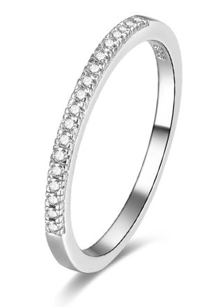 Lykka Casuals anniversary silver ring with channel set zirconia