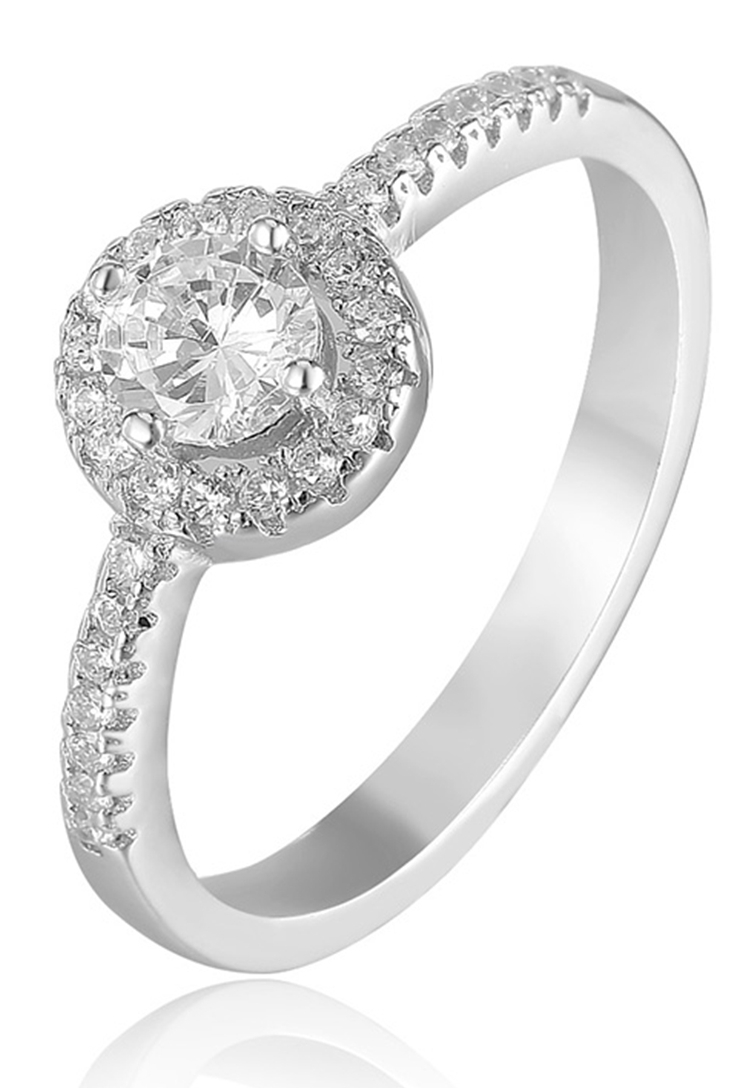 Lykka Casuals halo side-stone silver ring 7,5 mm