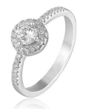 Lykken Casuals halo side-stone silver ring 7,5 mm