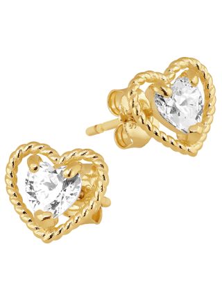Lykka Hearts heart prongs earrings in gold