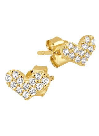 Lykka Hearts gold earrings pave