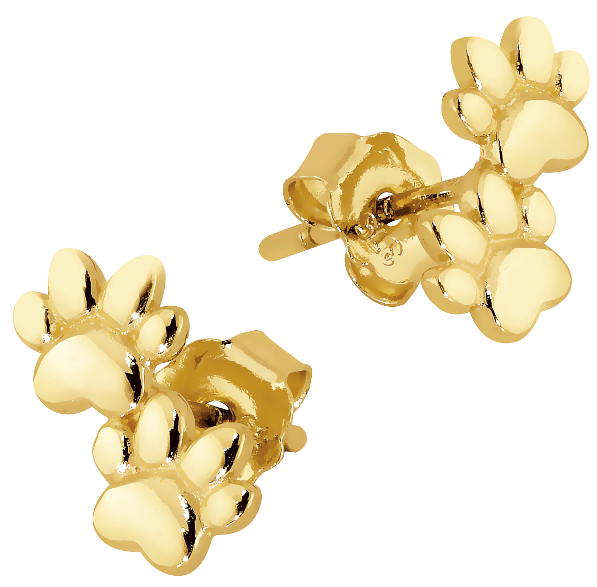 Lykka Symbols smooth paw stud earrings in yellow gold 