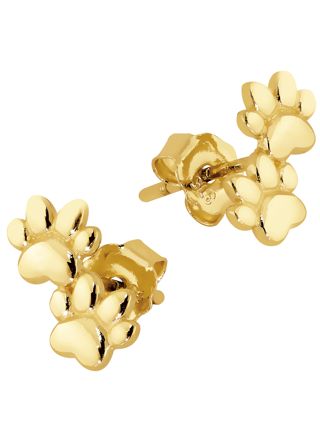 Lykka Symbols smooth paw stud earrings in yellow gold