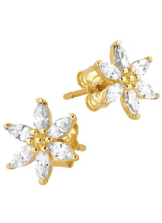 Lykka Symbols Flower marquise gold earrings