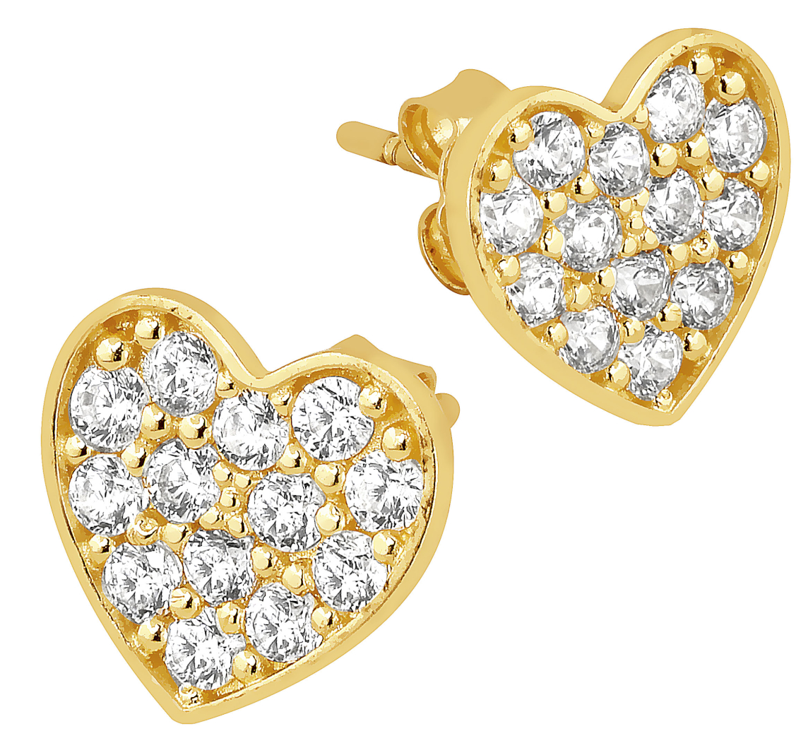 Lykka Hearts gold earrings with pave cz